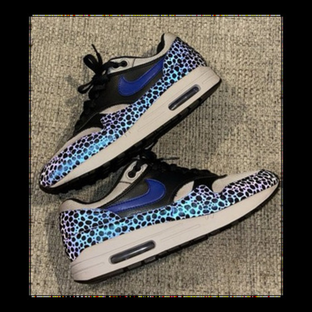 2018 Nike Air Max 1 AM1 Reflective Safari BLUE 3M sz 8.5 Very Nice